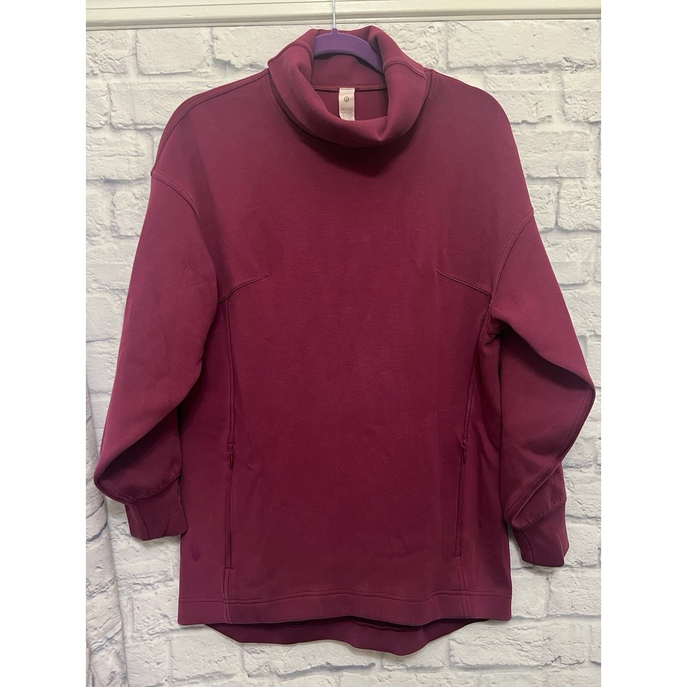 Lululemon Modal-Blend Turtleneck Tunic Sweatshirt Pullover 6 Deep Luxe Red Berry